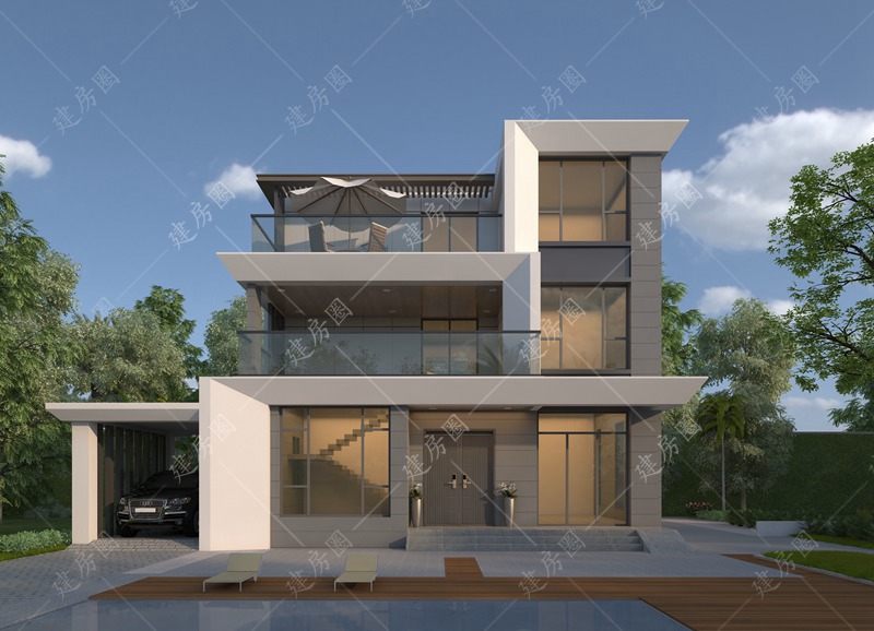 现代别墅外观设计图，时尚与功能的完美融合